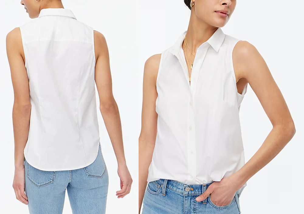 J Crew Factory | NWT White Sleeveless Button Up Poplin Shirt | Sz S